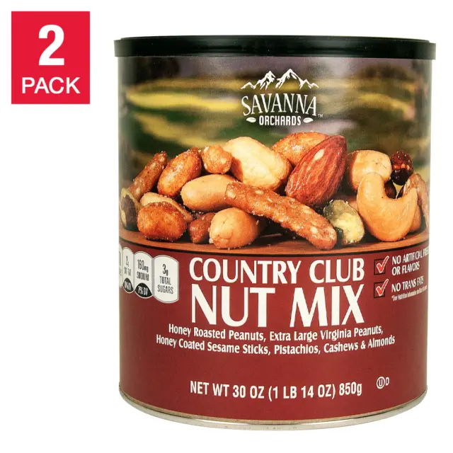 2 PACKS SAVANNA Orchards Gourmet Honey Roasted Nut Mix 30oz Each