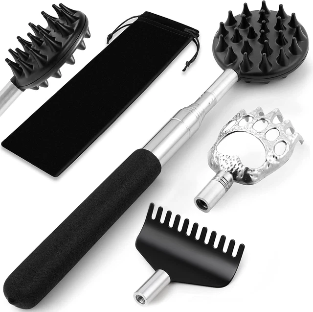 Telescoping Back Scratcher with 3Pcs Detachable Scratching Heads,Tukuos Back for