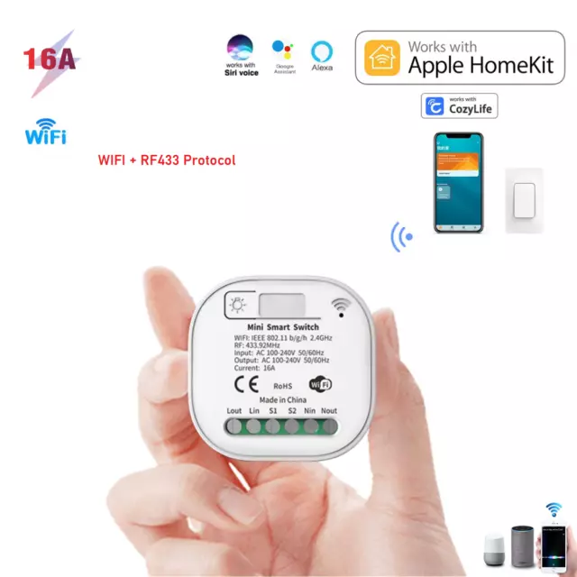 HomeKit 16A WIFI + RF433 Smart Light Switch Relay Breaker For Siri Google Alexa