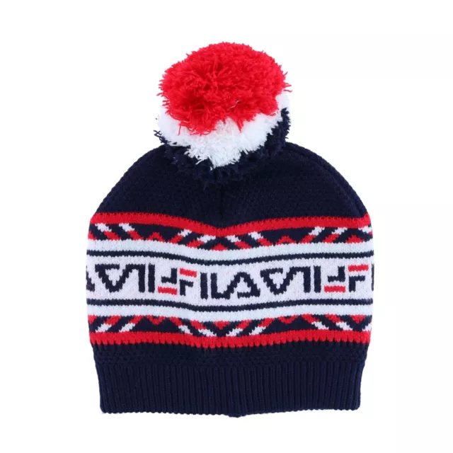 Neuf Fila Adulte Tricot Logo Bonnet Hiver Avec Pompon