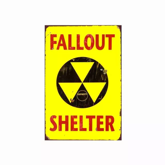 Fallout Shelter 1950 during the Atom bomb scare Large Tin Sign  8 x 12