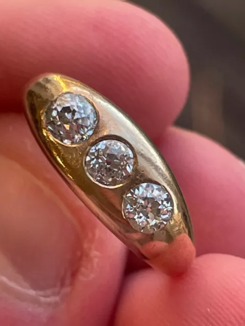 Antique Victorian Natural Old Mine Cut Diamond Solid Gold Ring Cool Piece!