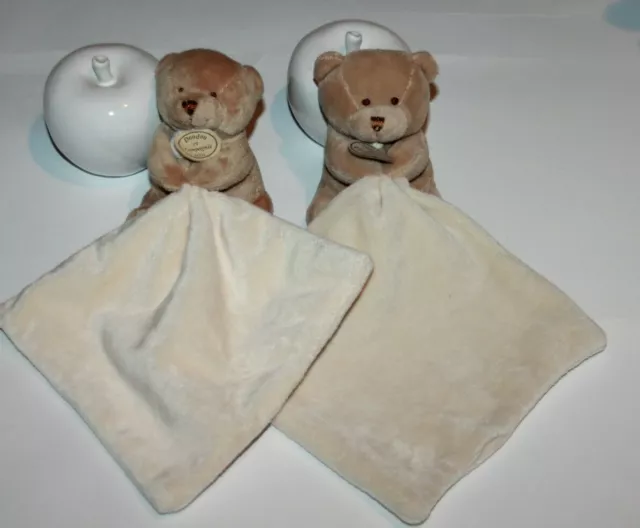 DOUDOU et COMPAGNIE OURS MARRON MOUCHOIR BEIGE BLANC LOT DE 2 com  NEUF