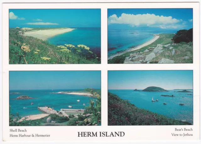 Postcard Herm Island Channel Islands multiview. Hermetier, Bear’s Beach Unposted