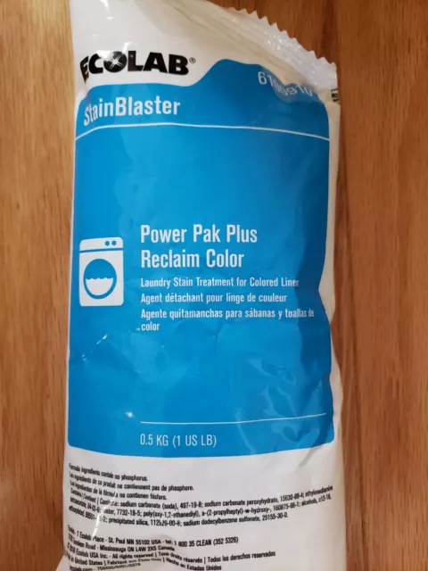Pack of 12 Ecolab 6100910 Stainblaster Power Pak Plus Reclaim Color Laundry