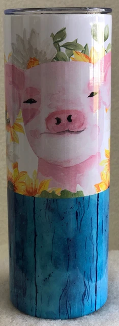 Personalized Insulated Cute Pig in Flowers 20oz Tumbler - New