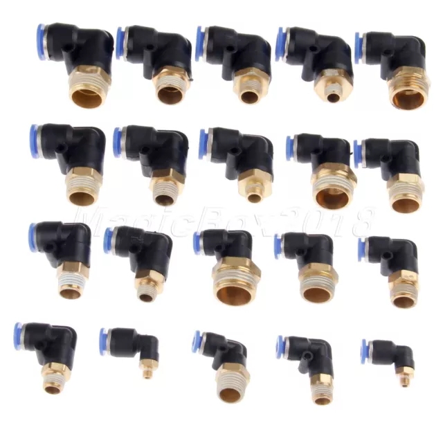 Pneumatic Male M5-1/2" to 4-12mm Swivel Elbow Air Push In Fitting Connector Tube