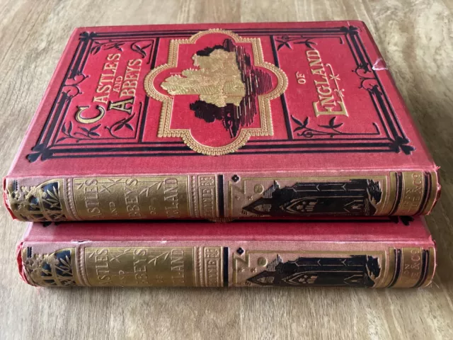 Castles and Abbeys of England Two Volume Set William Beattie Illustrated Undated