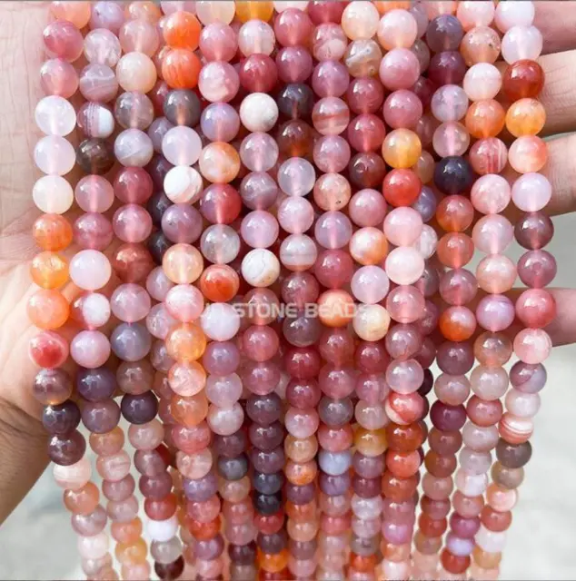 6mm Crimson Salt Source Agate Round Beads Gradual Pink Agate Scattered Beads