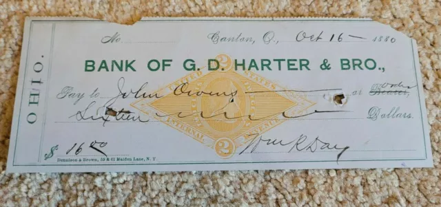 Supreme Court Signed Check William Day Autograph 1880