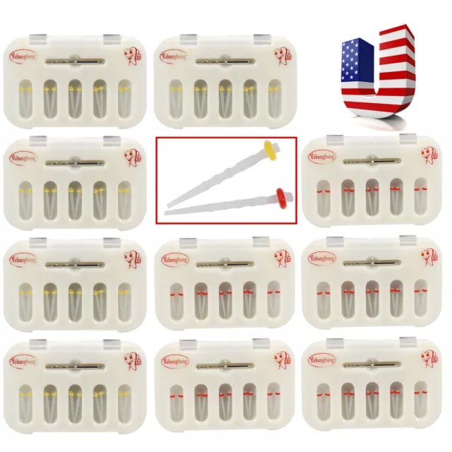 Dental Fiber Post Resin Screw Thread Quartz & Drills Yellow/Red Lots