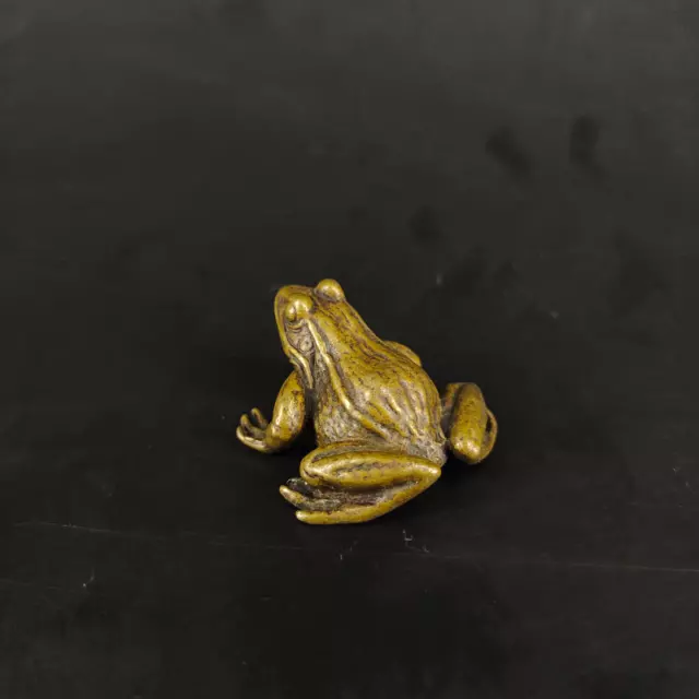 Chinese Old Bronze Hand Casting Frog Statue Figure Table Decoration