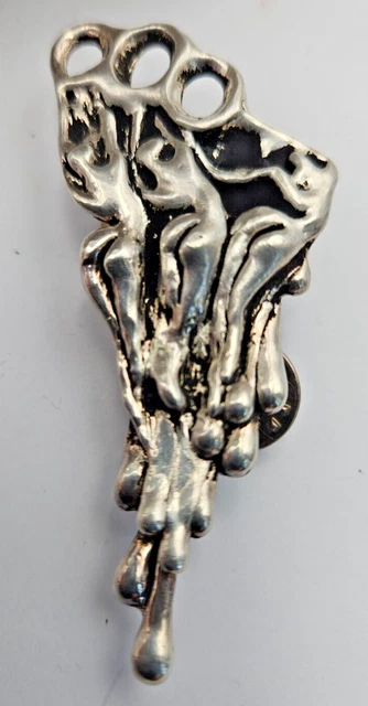 Broche Vintage Tournesol En Métal Argenté - Signée Didier Thiébaud, Années 90 - Occasion