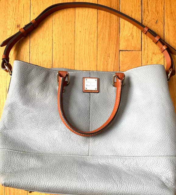 NWT! Dooney & Bourke Chelsea Shopper Tote Hobo Large Pebbled Leather Taupe Gray 2