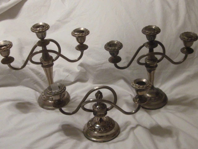 Vintage IANTHE Candelabra Set of Three -Silverplate -  Made in England