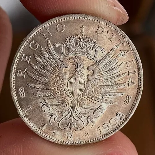 1 Lira 1902 Periziata Aquila Sabauda Di Alta Qualita' Con Leggera Patina D'epoca