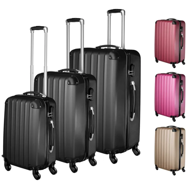 Set de 3 valises de voyage à coque rigide trolley avec 4 roues