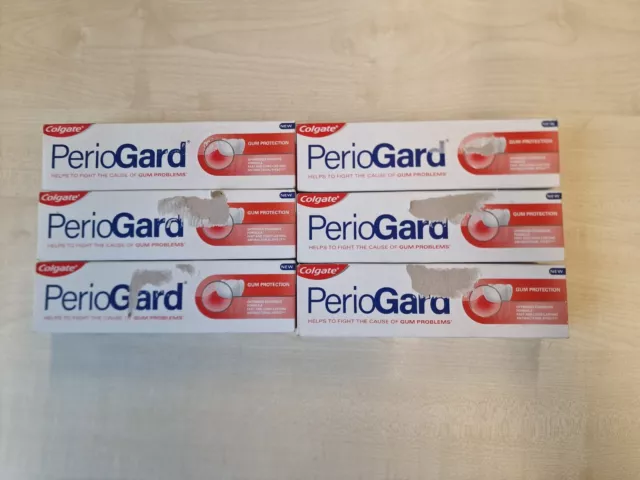 6 x PASTA DENTAL DE PROTECCIÓN DE GOMA COLGATE PERIOGARD 75ml 03/24 NUEVA CAJA DESGASTE + DESGARRO