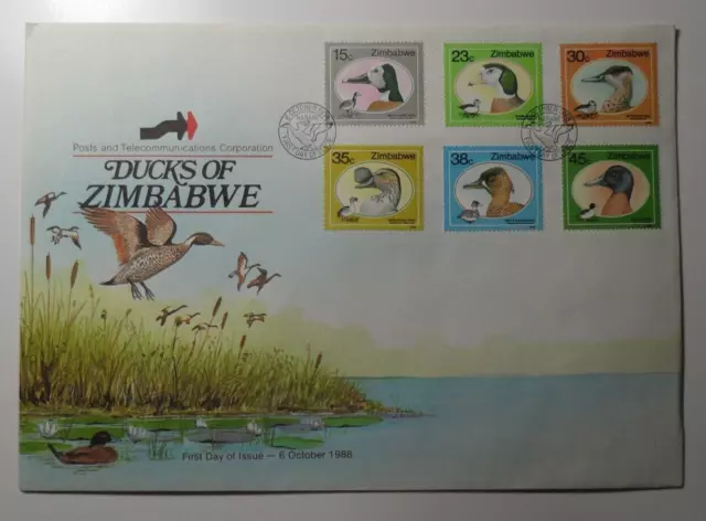 STAMPMART : ZIMBABWE 1988 SC#572-577 WILD DUCKS & GEESE BIRDS 6v FIRST DAY COVER