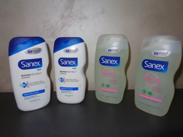 4 gels et crèmes de douche SANEX Biome Protect  et Zero %