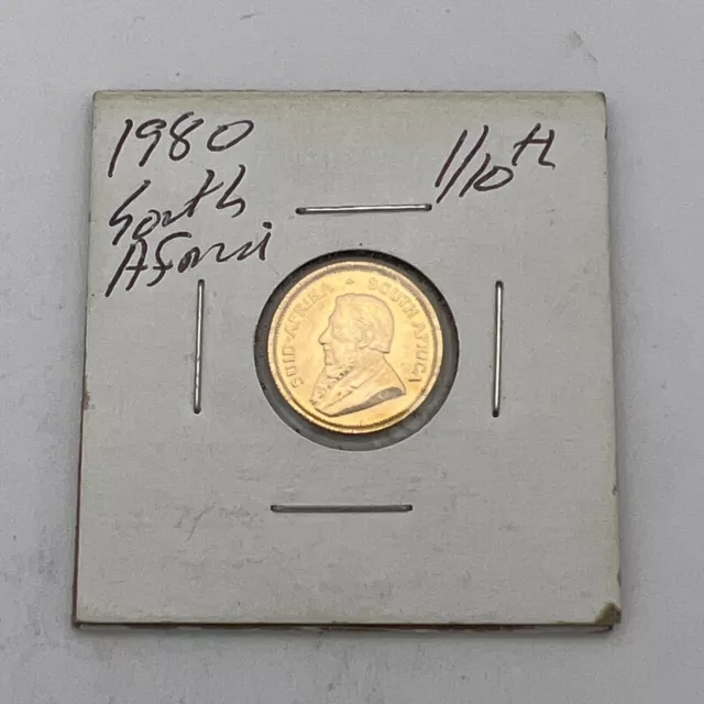 RARE - 1980 GOLD 1/10th oz Krugerrand South Africa Fine Gold - No Reserve!