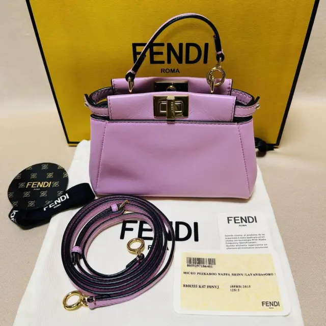 FENDI Micro Peekaboo Leather 2Way Shoulder Bag Pink 240223N 2