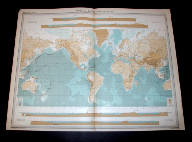 MAPPA DEI TEMPI - Piastra MONDO BAGNO-OROGRAFICA 2 1921