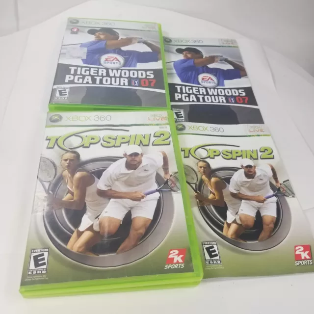 Tiger Woods PGA Tour 07 & Top Spin 2 (Microsoft Xbox 360, 2008) Lot of 2 Games