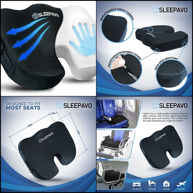 Office Cushion Chair Foam Memory Sleepavo Butt Sciatica Pillow Cooling Gel