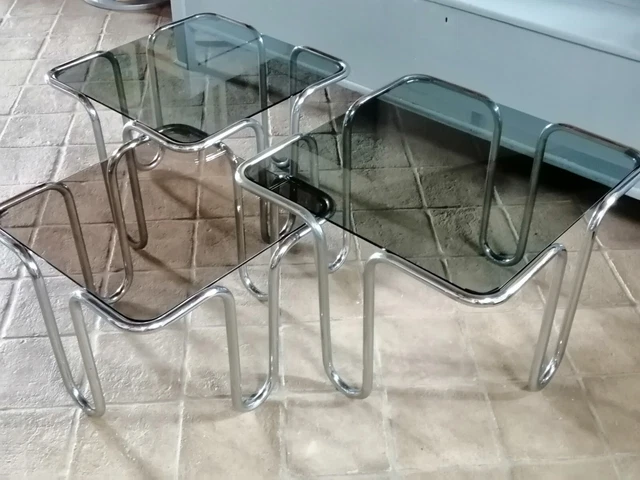 3 Tavoli caffè design vintage anni 70 Ezio Didone Milano space age coffee table