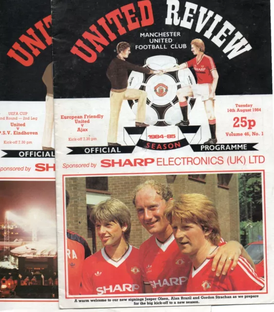 Manchester Utd V Ajax Friendly 84/5 & Psv Eindhoven Uefa Cup 84/5