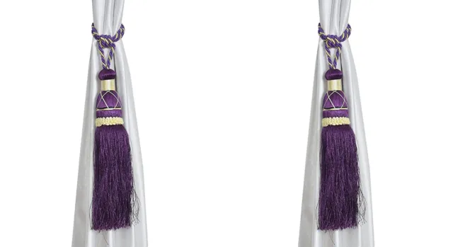 Beautiful Polyester Tassel Rope Curtain Tieback Purple Lace set of 2 Pcs no 3