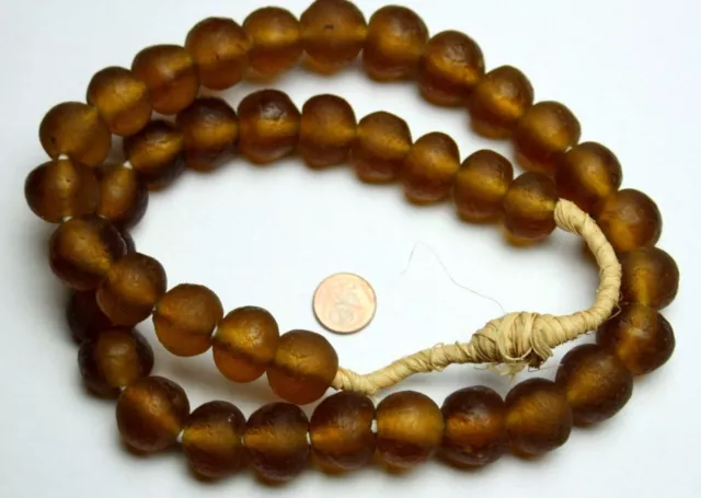 Krobo Dogon recycled Glas Perlen Ghana XXL 19 mm Amber coloured