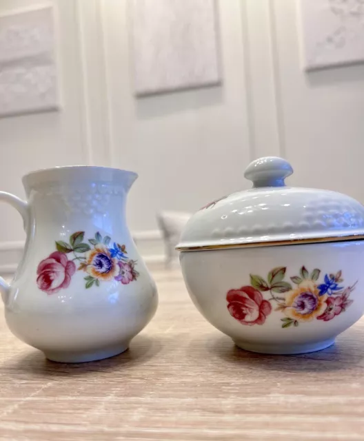 Vintage sugar bowl and creamer CP Made in German Democratic Republic 2