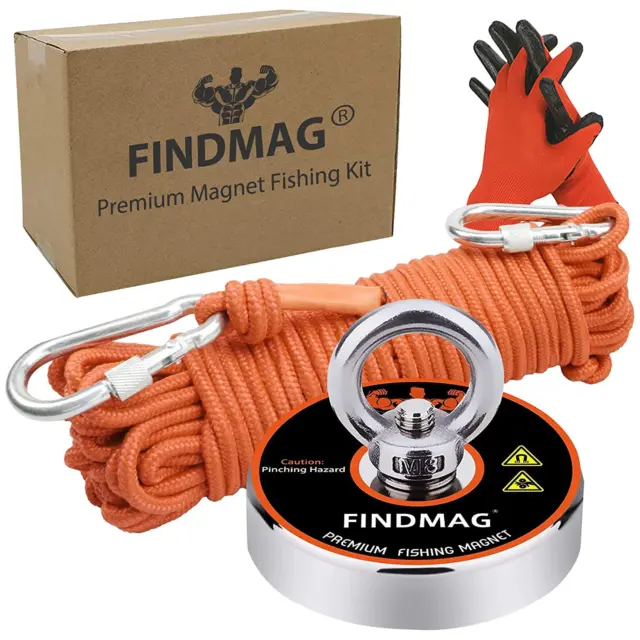 Magnet Fishing Kit 500lb/227kg Pulling Force Round Neodymium Magnets Salvage