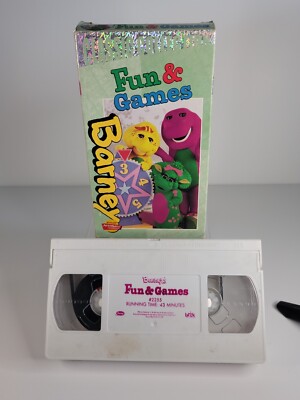 Barney Barneys Fun And Games Vhs 2000 Classic Collection White Tape Barney Barneys Fun And Games Vhs 2000 Classic Collection White Tape