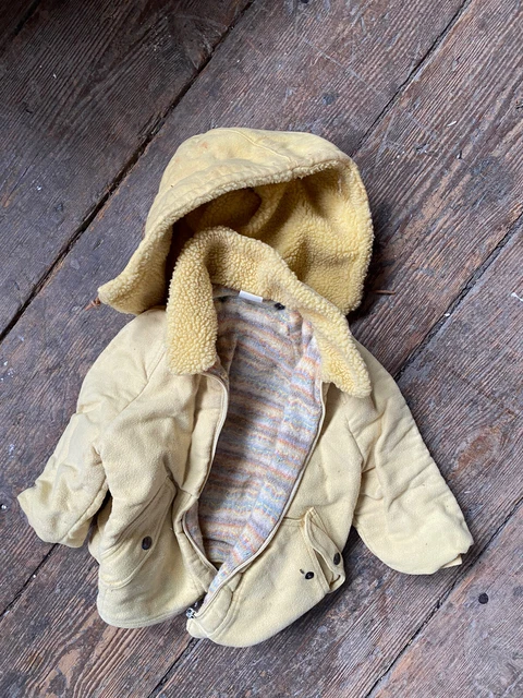 Vintage Fino Fino Coat Yellow Kids Toddler Boys Girls Hooded 18M / 18 M