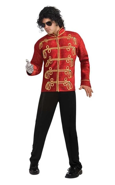 Licensed Michael Jackson Red Military Deluxe Jacket Fancy Dress Costume