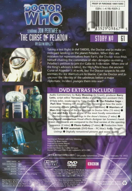 Doctor Who - The Curse of Peladon (Jon Pertwee New DVD 2