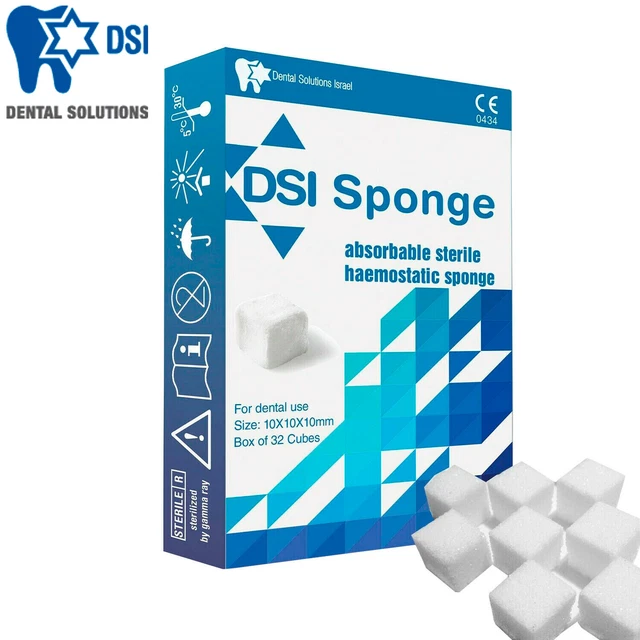 DENTAL ABSORBABLE STERILE Haemostatic Gelatin Sponge 32pcs Gelfoam