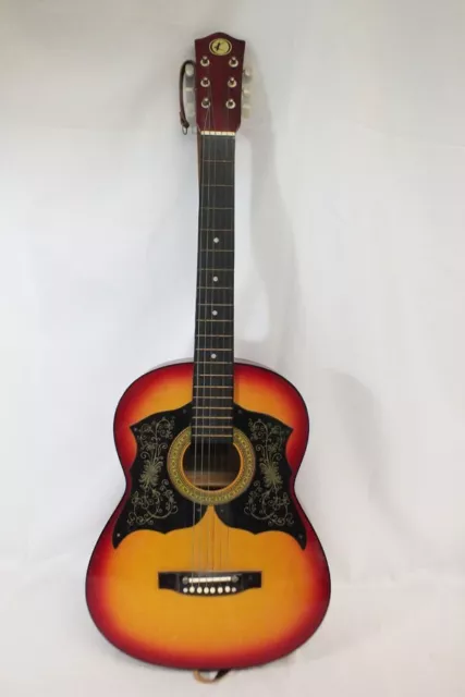 VINTAGE KAY K345 Acoustic 6 String Guitar Red Yellow Rockabilly ...