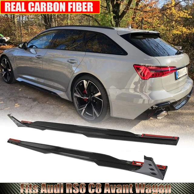 Fits Audi RS6 C8 Avant Wagon 2019UP DRY CARBON Side Skirt Extension Lip Body kit