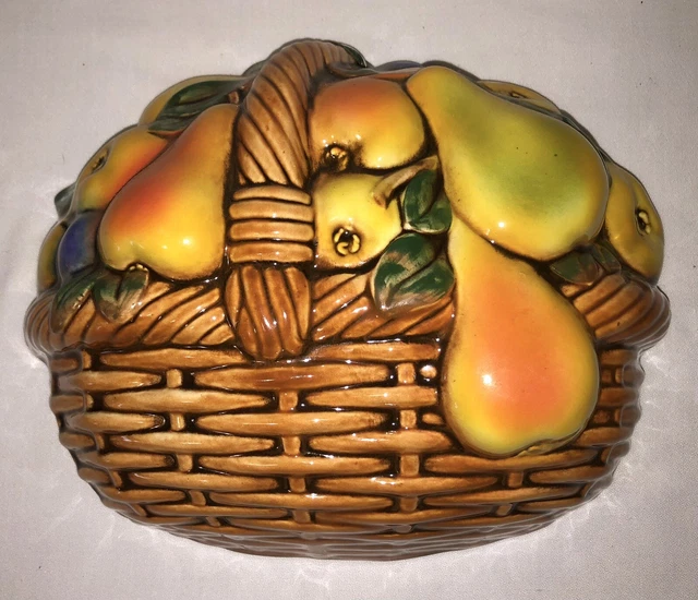 VINTAGE GOEBEL FRUIT Basket Ceramic Wall Hanging Plaque 3D MCM West