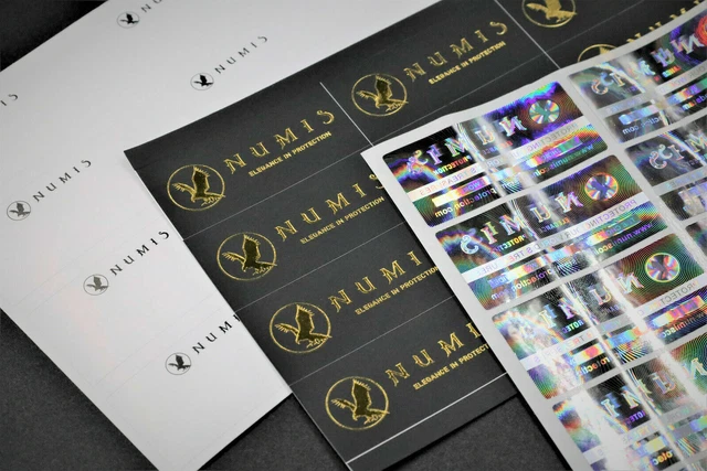 NUMIS Branded Coin and Stamp Case Labels by the Sheet: Black, White, Holograms