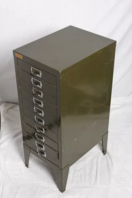 STOR VINTAGE FILING Cabinet 10 Draw Industrial All Steel Retro