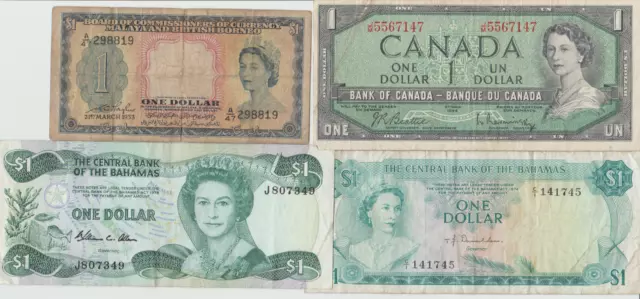 Canada - Malaya - Bahamas - 4 Bank Notes Collectibles!!