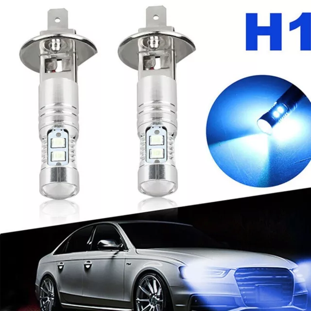 2x H1 LED Ampoule Phare Kit 100W 8000K Glace Bleu Haut Bas Faisceau Fog Conduite