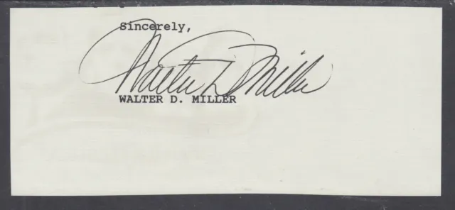 Walter D. Miller, South Dakota Governor 1993-1995, clipped signature from letter