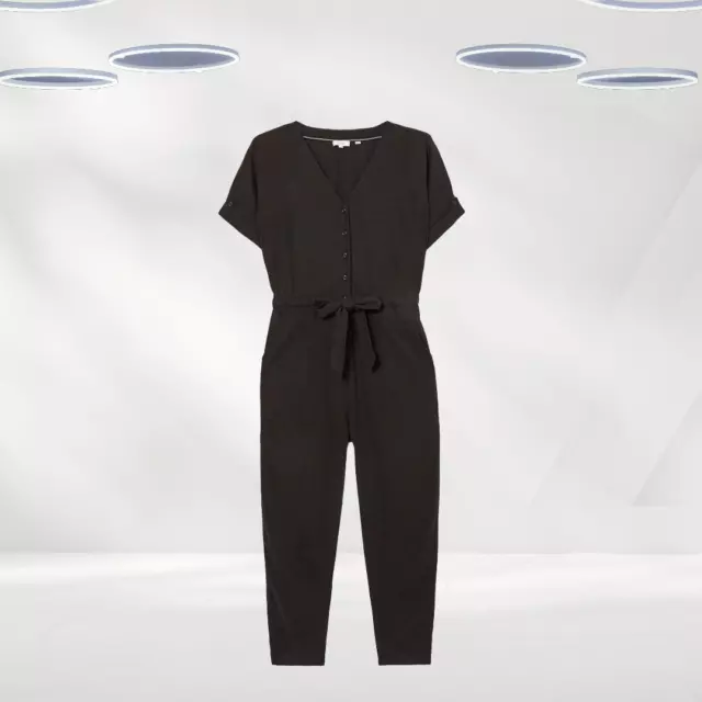 FAT FACE LINEN Viscoe Blend Dark Navy Jumpsuit UK Size 12 12.99