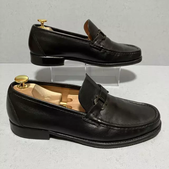 SALVATORE FERRAGAMO GANCINI Bit Loafers Dress Shoes Black Leather Men's ...